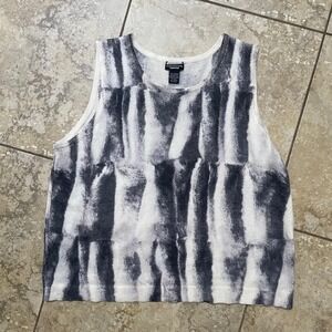 Doncaster Collection Cashmere Tank Top Sleeveless Gray White Striped‎